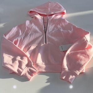 Lululemon scuba Cropped Light Pink Half-Zip Hoodie